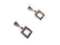 Silver Marcasite Square Drop Earrings 19x9mm