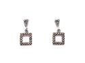 Silver Marcasite Square Drop Earrings 19x9mm