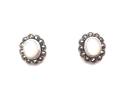 Silver Marcasite Mother Of Pearl Stud Earrings