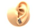 Silver Marcasite Leaf Stud Earrings 19x9mm