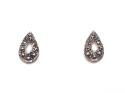 Silver Marcasite Tear Drop Stud Earrings 12x7mm