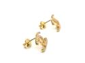 Silver Gold Plated Cz Cc Stud Earrings 13X11Mm