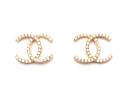 Silver Gold Plated Cz Cc Stud Earrings 15X12Mm