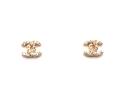 Silver Gold Plated Cz Cc Stud Earrings 6X5Mm