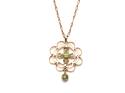 An Old Peridot & Seed Pearl Pendant & Chain