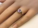 Silver Amethyst & CZ Oval Cluster Ring