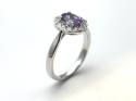 Silver Amethyst & CZ Cluster Ring