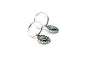 Silver Reconstituted Turquoise Charm Hoop Earrings