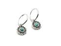 Silver Reconstituted Turquoise Charm Hoop Earrings