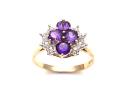 9ct Amethyst & Diamond Cluster Ring