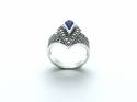 Silver Lapis and Marcasite Ring