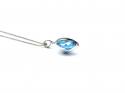 Silver Round Blue CZ Pendant & Chain