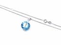 Silver Round Blue CZ Pendant & Chain