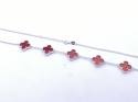 Silver Red Clover Necklet 18 Inch