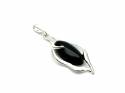 Silver Oval Black Whitby Jet Pendant 46mm