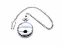 Chrome Plated Quartz Date Pocket Watch & Chain