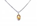 Silver Citrine & CZ Oval Pendant & Chain