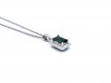 Silver Green & White CZ Rectangle Pendant & Chain