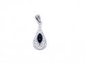 Silver Filagree Whitby Jet Drop Pendant