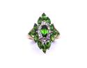 9ct Yellow Gold Diopside & Diamond Ring