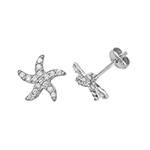 Silver CZ Starfish Stud Earrings 8mm