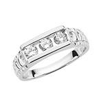 Silver CZ 3 Stone Ring Size K