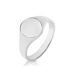 Silver Solid Plain Oval Signet Ring Size H