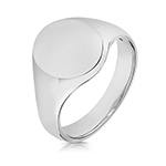 Silver Solid Plain Oval Signet Ring Size J