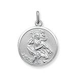 Silver Double Sided Round St Christopher Pendant