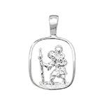 Silver Cut Out St Christopher Pendant 17x15mm