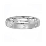 Silver Satin Milligrain CZ Wedding Band 4mm