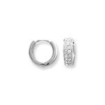 Silver CZ Hinged Hoop Earrings 13mm