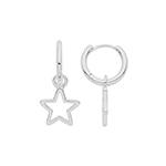 Silver Hoop Earrings With Cutout Star