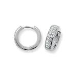 Silver CZ Hinged Hoop Earrings 15mm