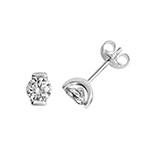 Silver Round CZ Stud Earrings 4mm