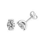 Silver Round CZ Stud Earrings 7mm