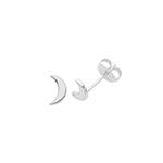 Silver Plain Moon Stud Earrings 7mm