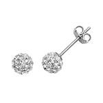 Silver Crystal Ball Stud Earrings 6mm