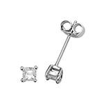 Silver Square CZ Stud Earrings 3mm