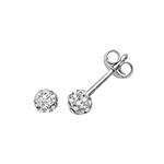 Silver Crystal Ball Stud Earrings 4mm