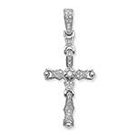 Silver Moveable CZ Cross Pendant 70x30mm