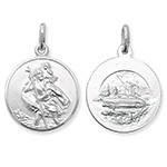 Silver Double Sided Round St Christopher Pendant