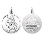 Silver Double Sided Round St Christopher Pendant