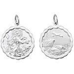 Silver Double Sided Round St Christopher Pendant