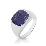 Silver Lapis Cushion Signet Ring Size O