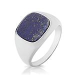 Silver Lapis Cushion Signet Ring Size Z