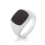 Silver Onyx Cushion Signet Ring Size M