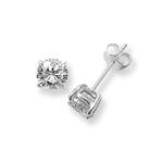 Silver Round CZ Stud Earrings 6mm