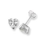 Silver CZ Heart Shaped Stud Earrings 7mm