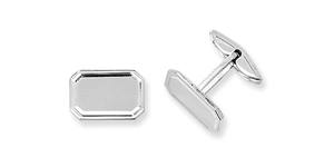 Silver Plain Rectanglular Cufflinks 16x11mm